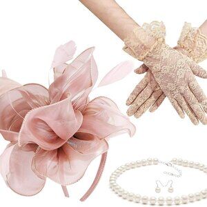 Kentucky Derby Hat Fascinator Veil Headband Set for Wedding Tea Party
